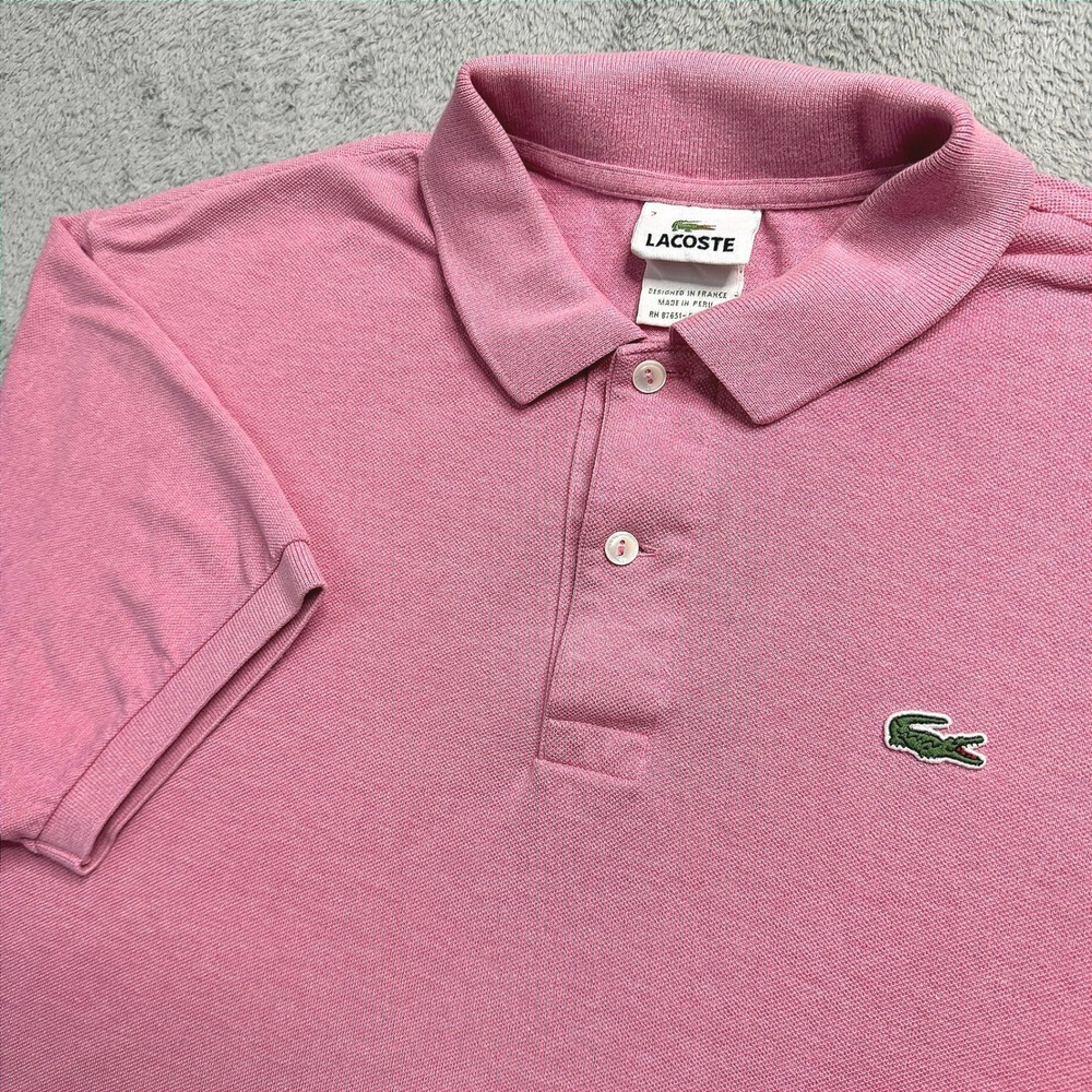 Lacoste Mens Pink Pique Cotton Short Sleeve Polo Shirt Size 7 Large/XLarge
